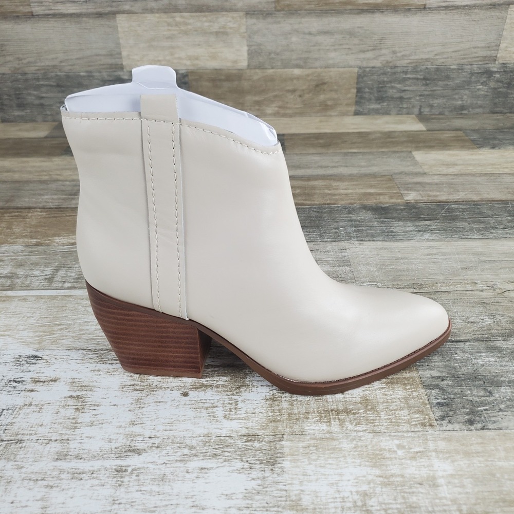 Naturalizer Fairmont Womens Ankle Boots Sz 8.5‎ W Porcelain Leather Side Zip